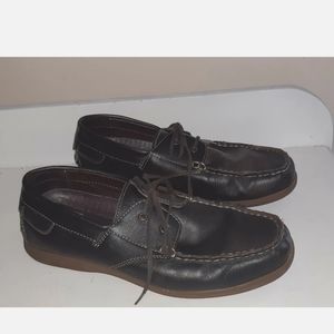 Denver Hayes Men's leather boat Shoes size 8M Dark Brown look new